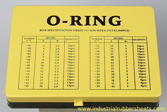 NBR Rubber O Ring Kit ISO3601 AS568A DIN3771 JIS B2401 Standard,Yellow and Red Color
